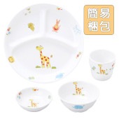 食器4点セット【簡易梱包】|こども用セット商品 【割れにくい磁器食器】|子ども・キッズ食器 