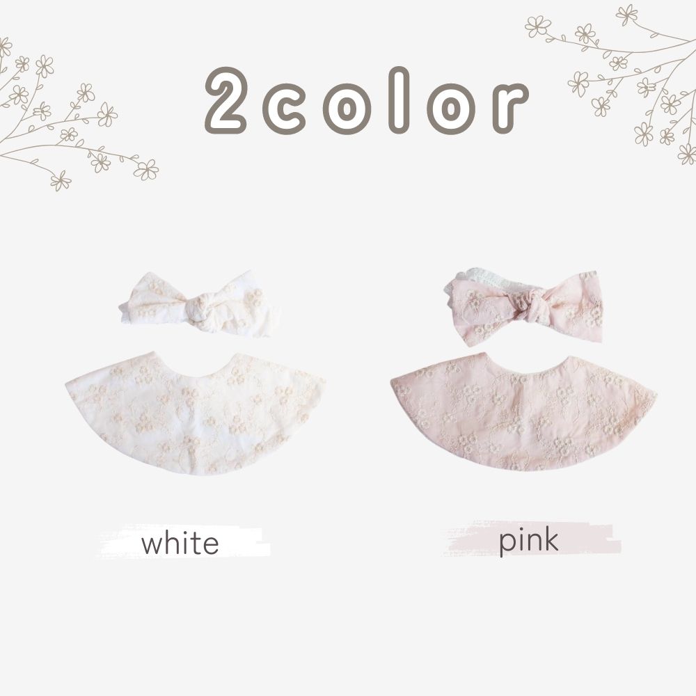 《在庫処分 半額》【日本製】コットン100% エンブロイダリースタイ＆ヘアバンドセット 《Lien de famille》リヤンドファミーユ ギフトBOX付 キララ