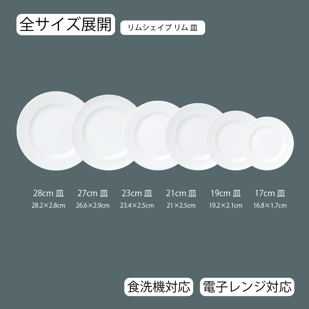 【YAMATSU STANDARD】【 リムシェイプ 皿 ホワイト 】 28cm 27cm 23cm 21cm 19cm 17cm 皿