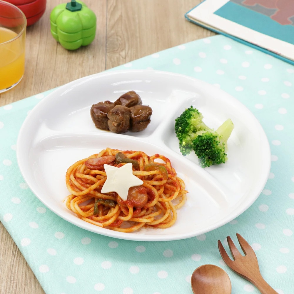 【22cm 3つ仕切り皿】強化磁器 メイン・サラダ・デザートまでこれ１枚！