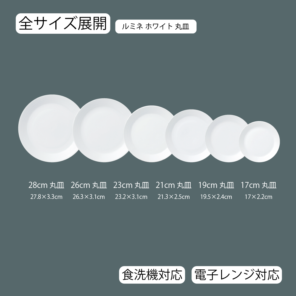 【YAMATSU STANDARD】【 ルミネ 丸皿 ホワイト 】 28cm 26cm 23cm 21cm 19cm 17cm 皿