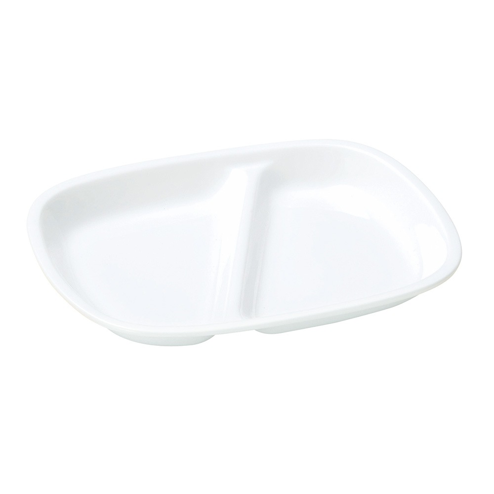 ★数量限定 お得なアウトレット品★ 強化磁器 選べる2サイズ！シンプルなデザインで使いやすい二つ仕切り皿