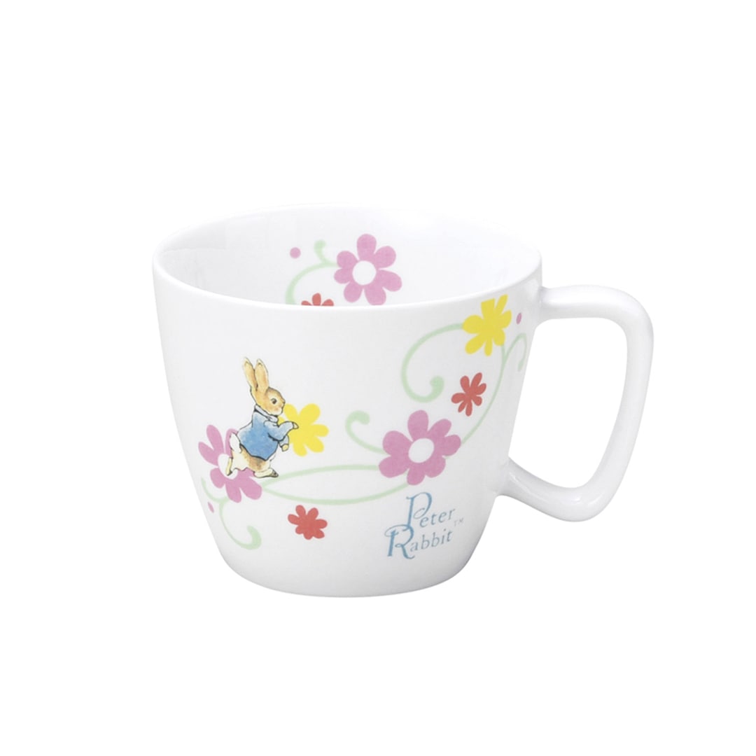 【強化磁器】ピーターラビット TM 取っ手が握りやすい！220ccマグカップ【フルール・ナチュラルガーデン】