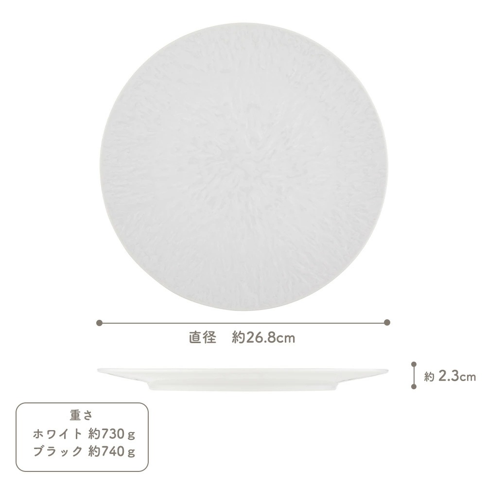 【YAMATSU STANDARD】27cm 大皿 メイン皿 ディナー皿 丸皿 プレート 皿 白 黒 ホワイト ブラック おしゃれ 収納 カフェ食器 シンプル 美濃焼 磁器 ポーセラーツ BPAフリー ギフト 業務用 軽い 日本製