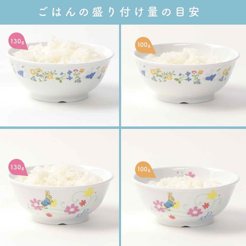【強化磁器】ピーターラビット TM 11cm小さめごはん茶碗【フルール・ナチュラルガーデン】