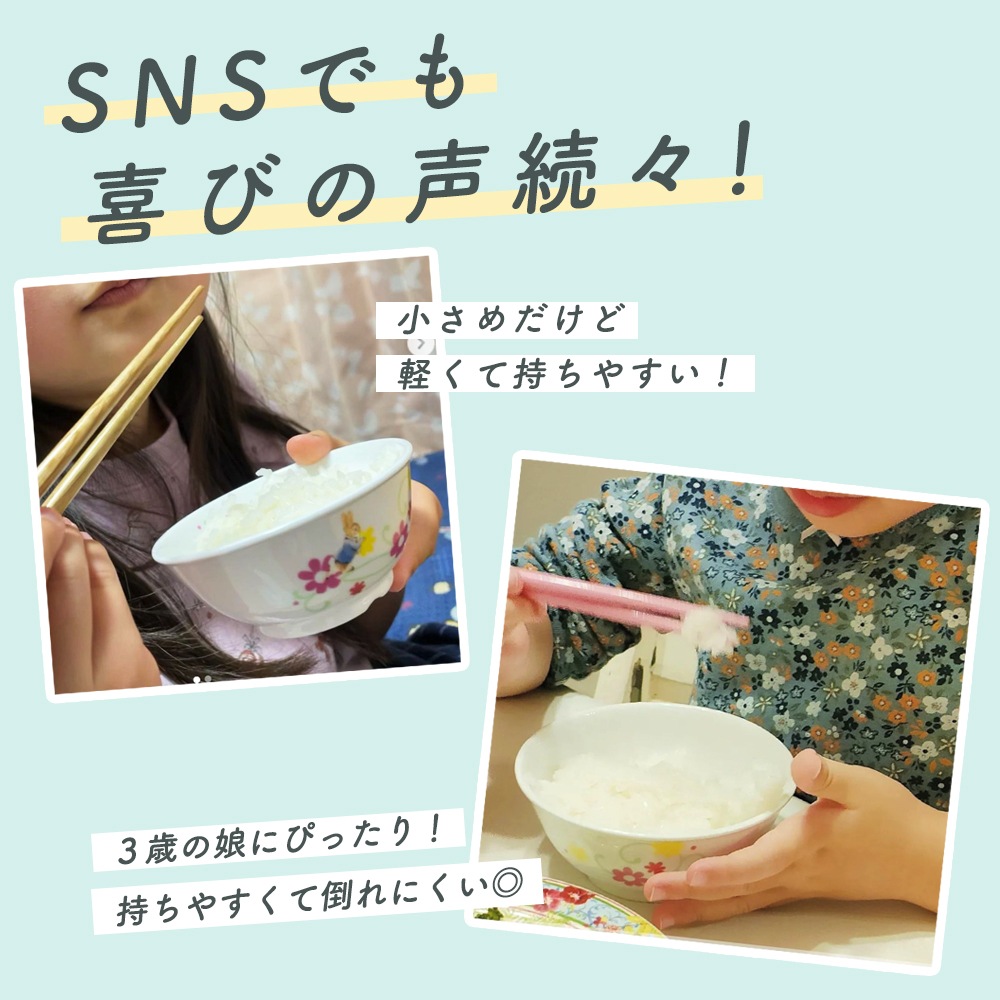 【強化磁器】ピーターラビット TM 11cm小さめごはん茶碗【フルール・ナチュラルガーデン】