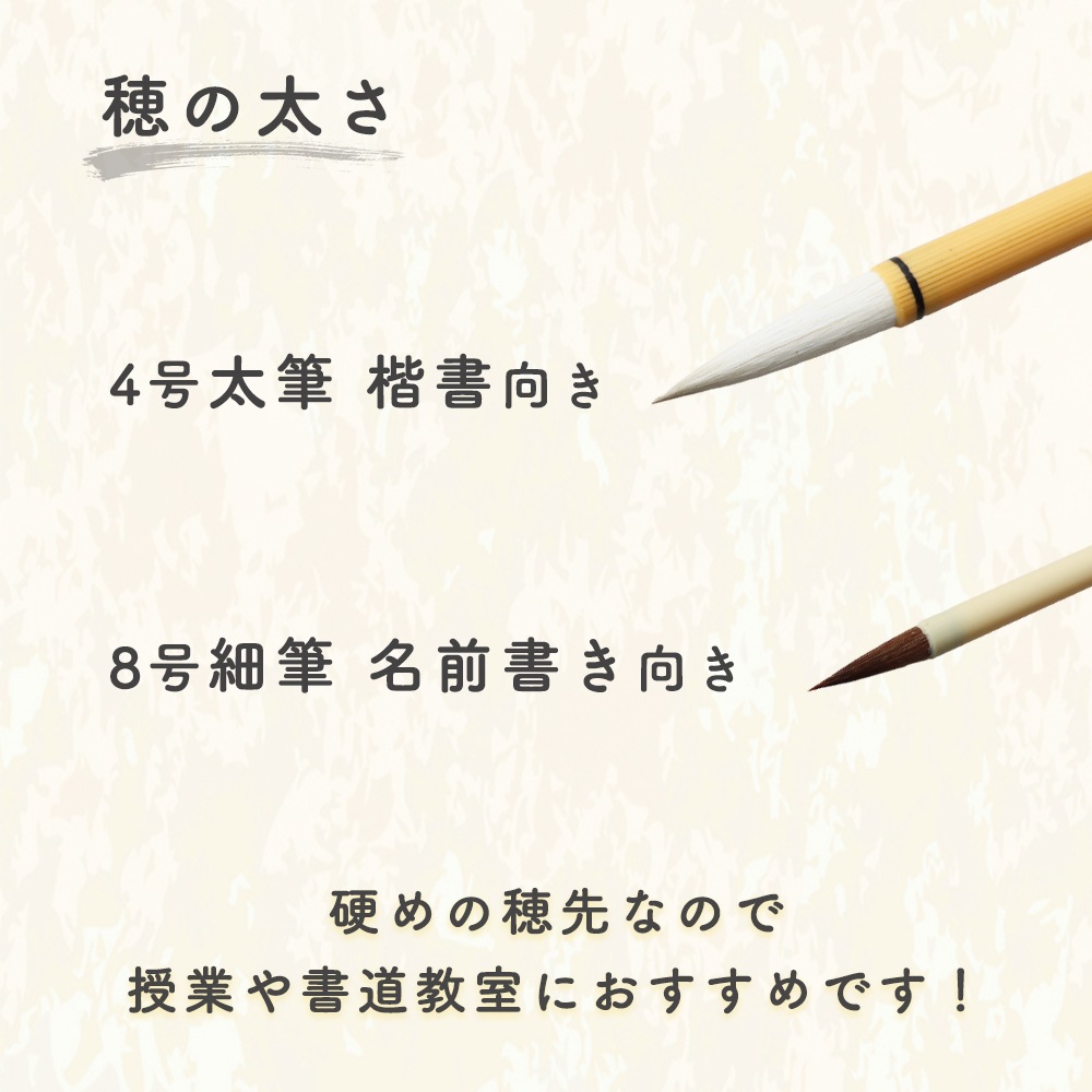 はじめての毛筆にぴったり《書道筆 2本組》筆 書道 習字 習字道具 書写 毛筆 はじめて 学校 小学校 小学生 小学3年生 中学生 使いやすい 書き初め 清書 楷書 太筆 細筆 硬め 授業 お稽古 書道教室 セット 文字 幼児