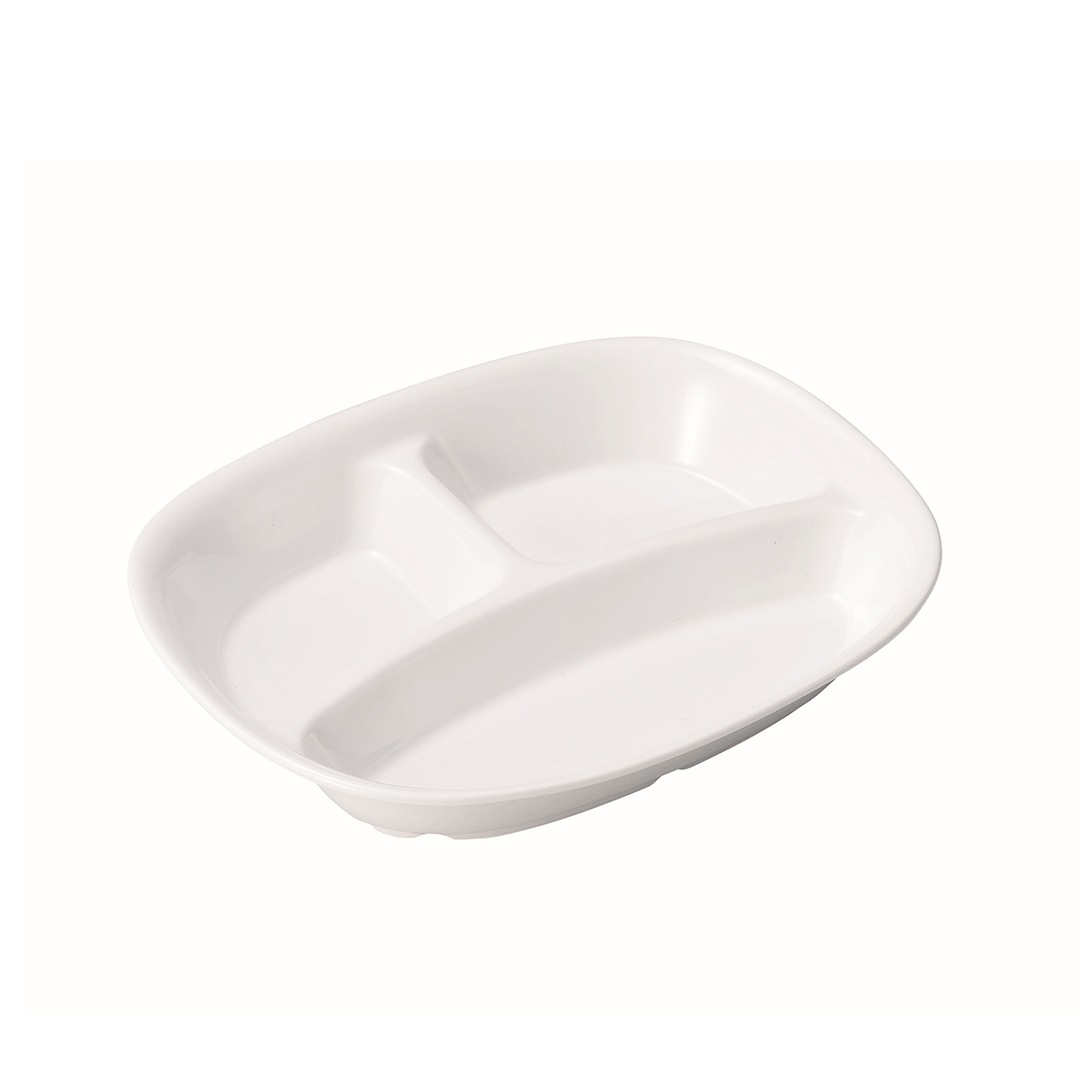 強化磁器 20cm 仕切皿【ホワイト】 | 子ども・キッズ食器 ,割れにくい