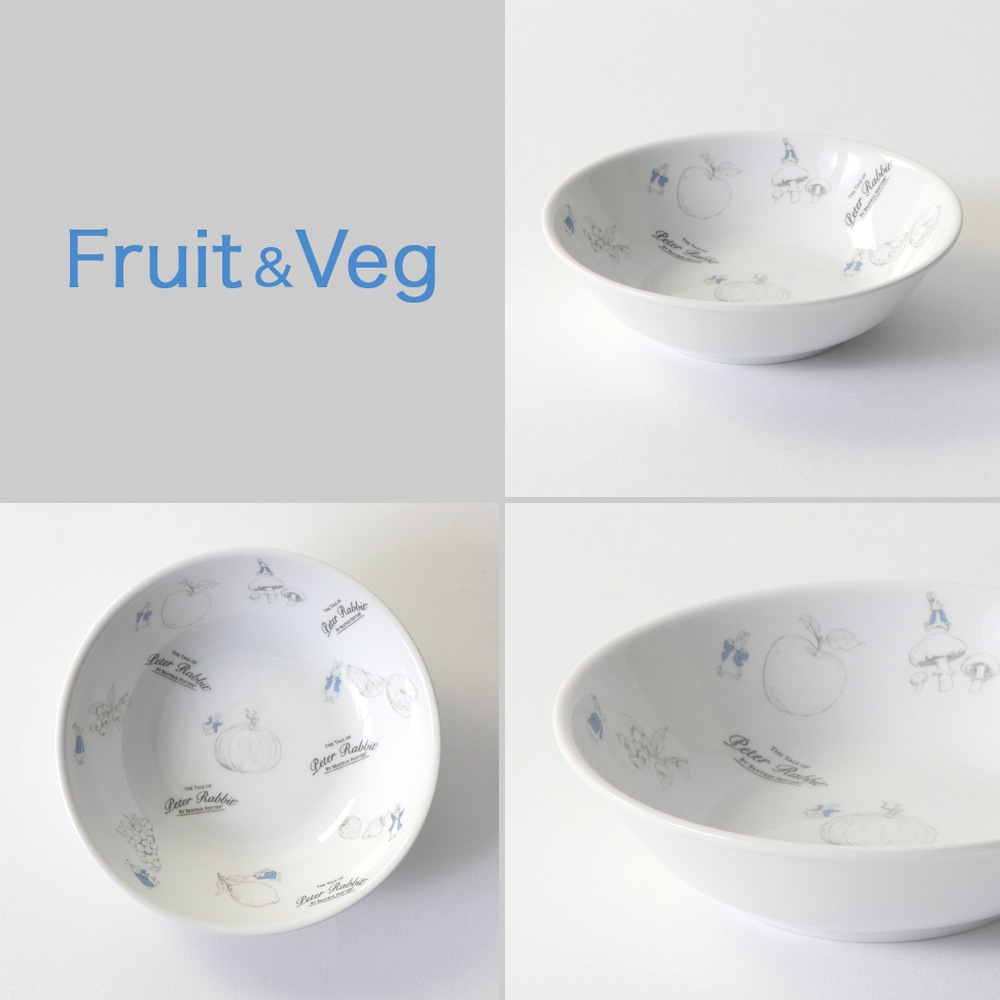 【強化磁器】ピーターラビット TM 12.5cm 割れにくい深皿【Fruit&Veg】