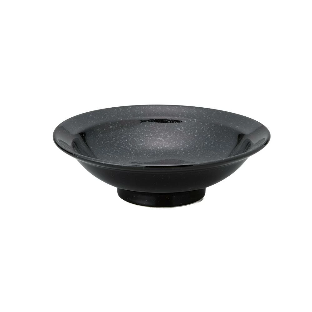 【YAMATSU STANDARD】【 黒中華 丸高台深皿 黒御影 】 22cm 深皿