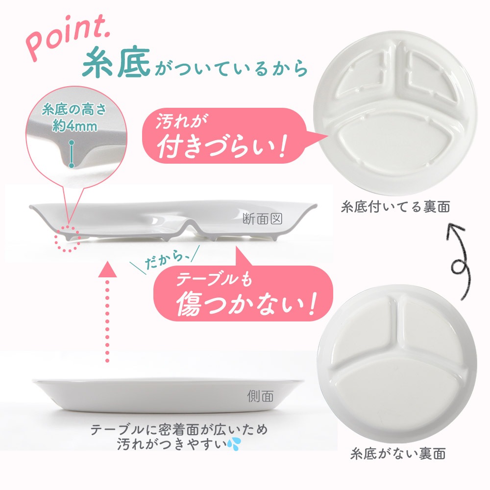 ★数量限定 お得なアウトレット品★ 22cm ランチプレート 三つ仕切皿 【パステルカラー】