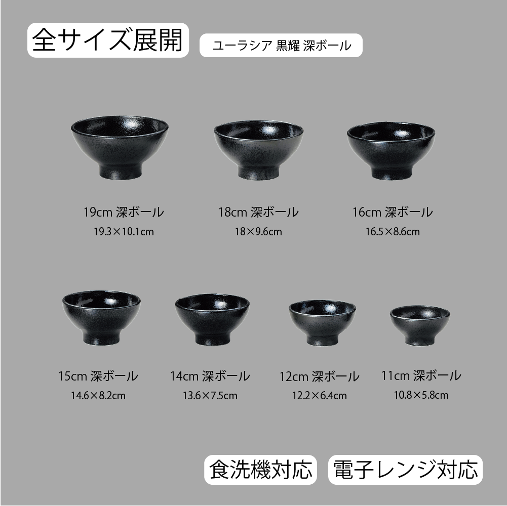 【YAMATSU STANDARD】【 ユーラシア 深ボール 黒耀 】 19cm 18cm 16cm 15cm 14cm 12cm 11cm ボール