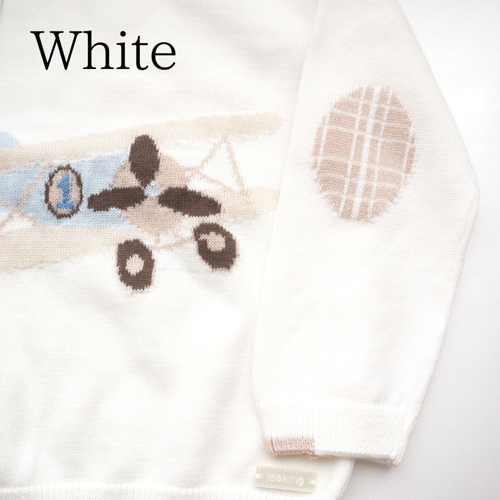 《在庫処分 半額》【0～4歳子ども服】 オーガニックコットン使用 《Leoking》Airplane knit suits