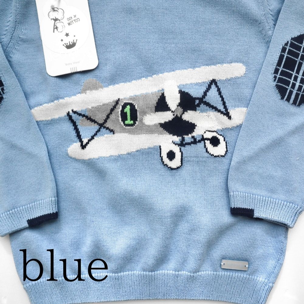 《在庫処分 半額》【0～4歳子ども服】 オーガニックコットン使用 《Leoking》Airplane knit suits