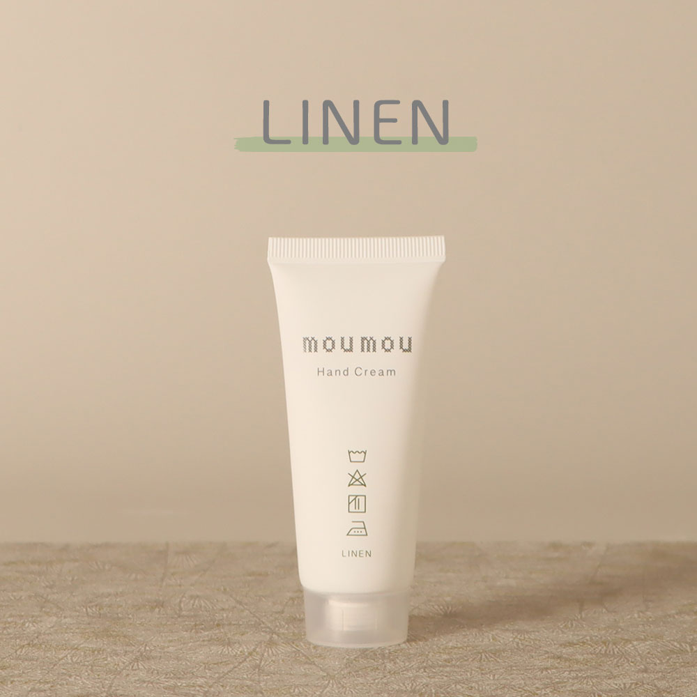 moumou ハンドクリーム ハンドケア コットン リネン シルク 天然保湿成分 ハンドクリーム 清潔感 さらっとした付け心地 乾燥 保湿 シアバター ホホバオイル シンプル ふわっと香る