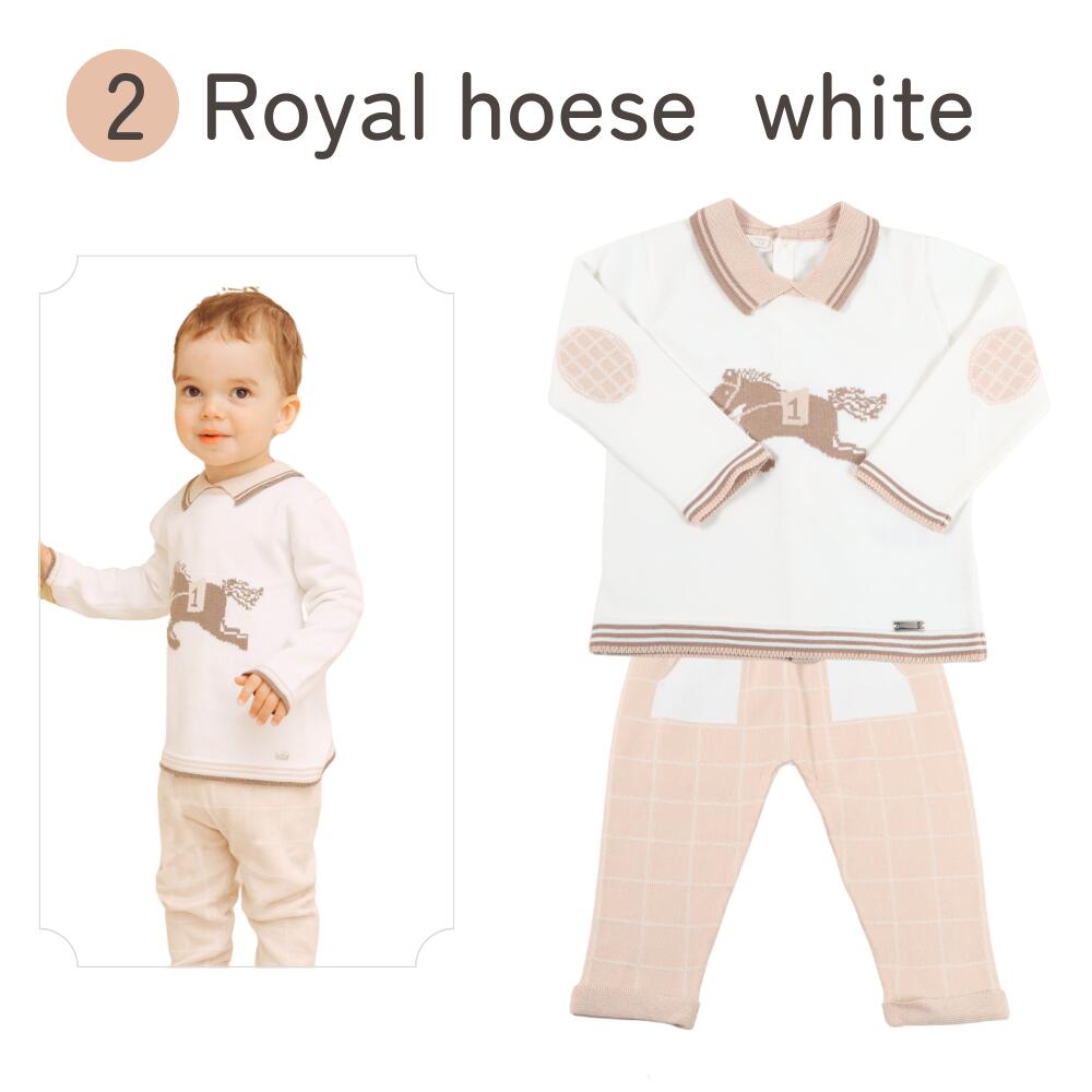 【 １歳～２歳子ども服 85サイズ(表記：12ｍ－18ｍ) 】オーガニックコットン使用《Leoking》Royal horse blue/Royal horse white/Air plane blue/Air plane white