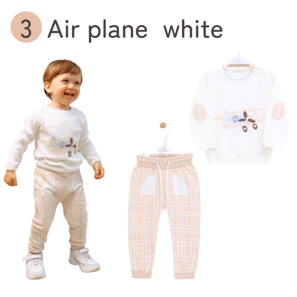 《在庫処分 半額》【2歳～3歳子ども服 95サイズ(表記：18ｍ－24ｍ)】オーガニックコットン使用《Leoking》Royal horse blue/Royal horse white/Air plane white/Motorcycle white