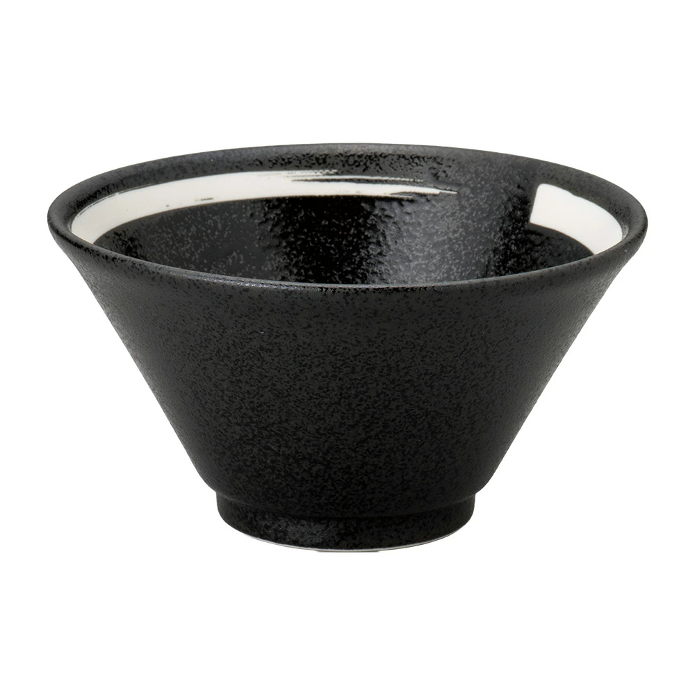 【YAMATSU STANDARD】【和風中華 黒耀切立 深丼 黒耀 白刷毛目】19cm 18cm 丼