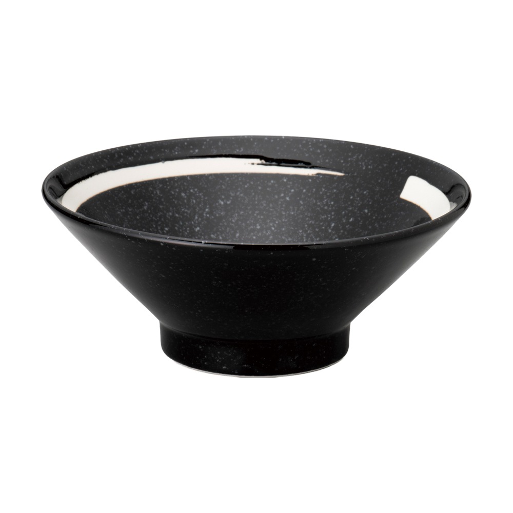【YAMATSU STANDARD】【 黒中華 切立高台 丼 白刷毛目 黒御影 】 22cm 20cm 丼