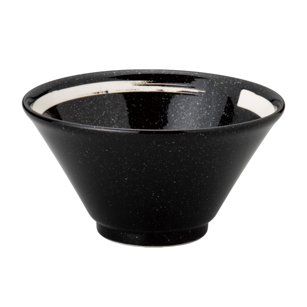 【YAMATSU STANDARD】【 黒中華 切立深丼 白刷毛目 黒御影 】 19cm 18cm 丼