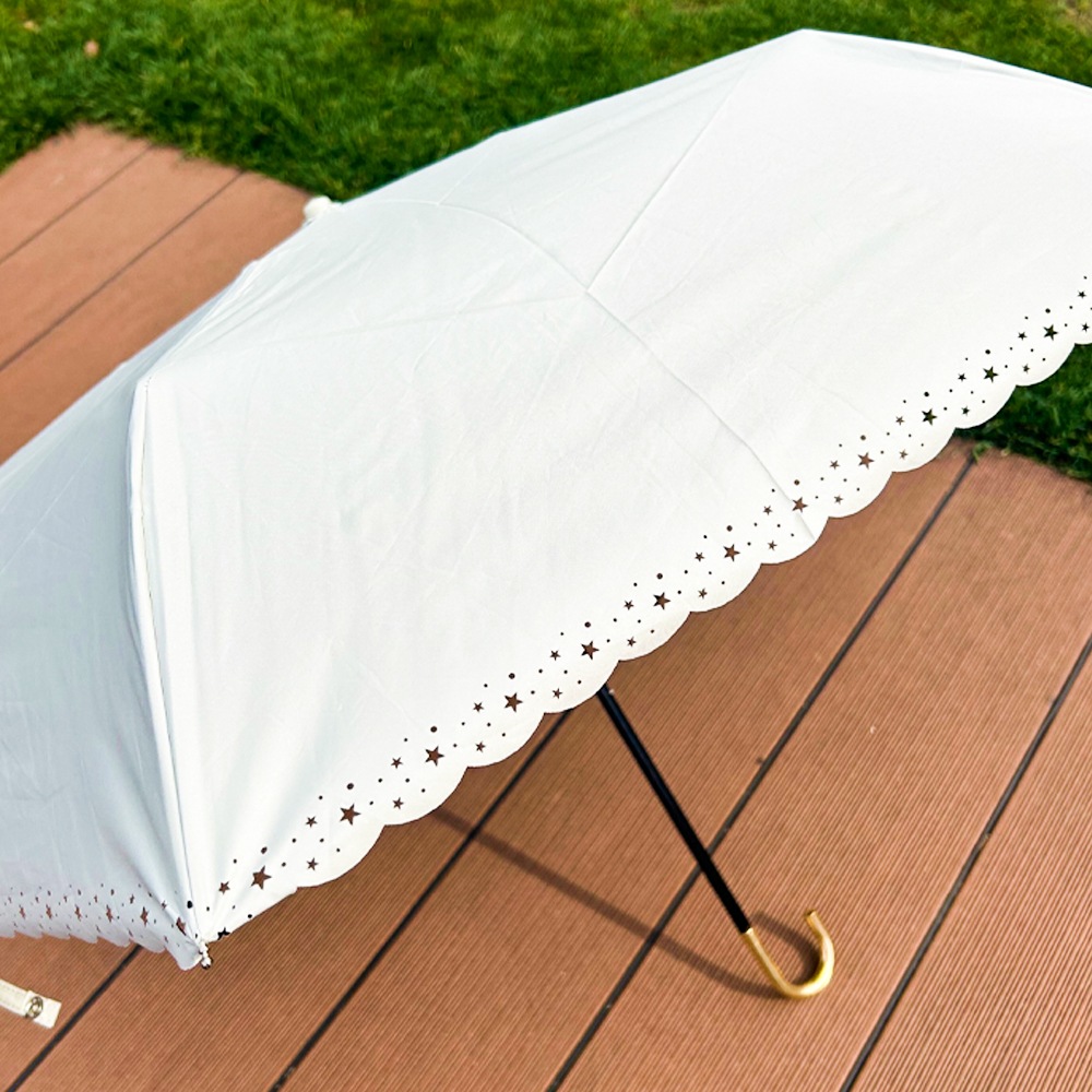 PUスターヒートカットmini 晴雨兼用傘 日傘 カーボン 軽量 折りたたみ傘 遮光 UV UVカット 紫外線 コンパクト 傘 日焼け対策 紫外線カット 梅雨 オシャレ かわいい プレゼント 軽量 シンプル 無地 カラフル ブラック ホワイト ベージュ 星柄 フリル