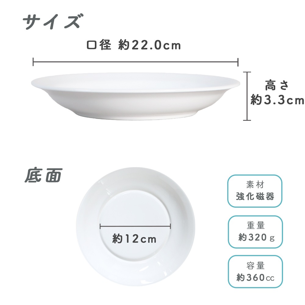 ★数量限定 お得なアウトレット品★ リム付き皿・深皿　強化磁器 選べる2サイズ