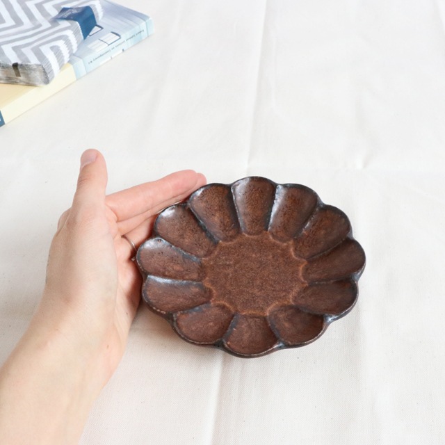 磁器 14.5cm りんかプレート 【ブラウン】