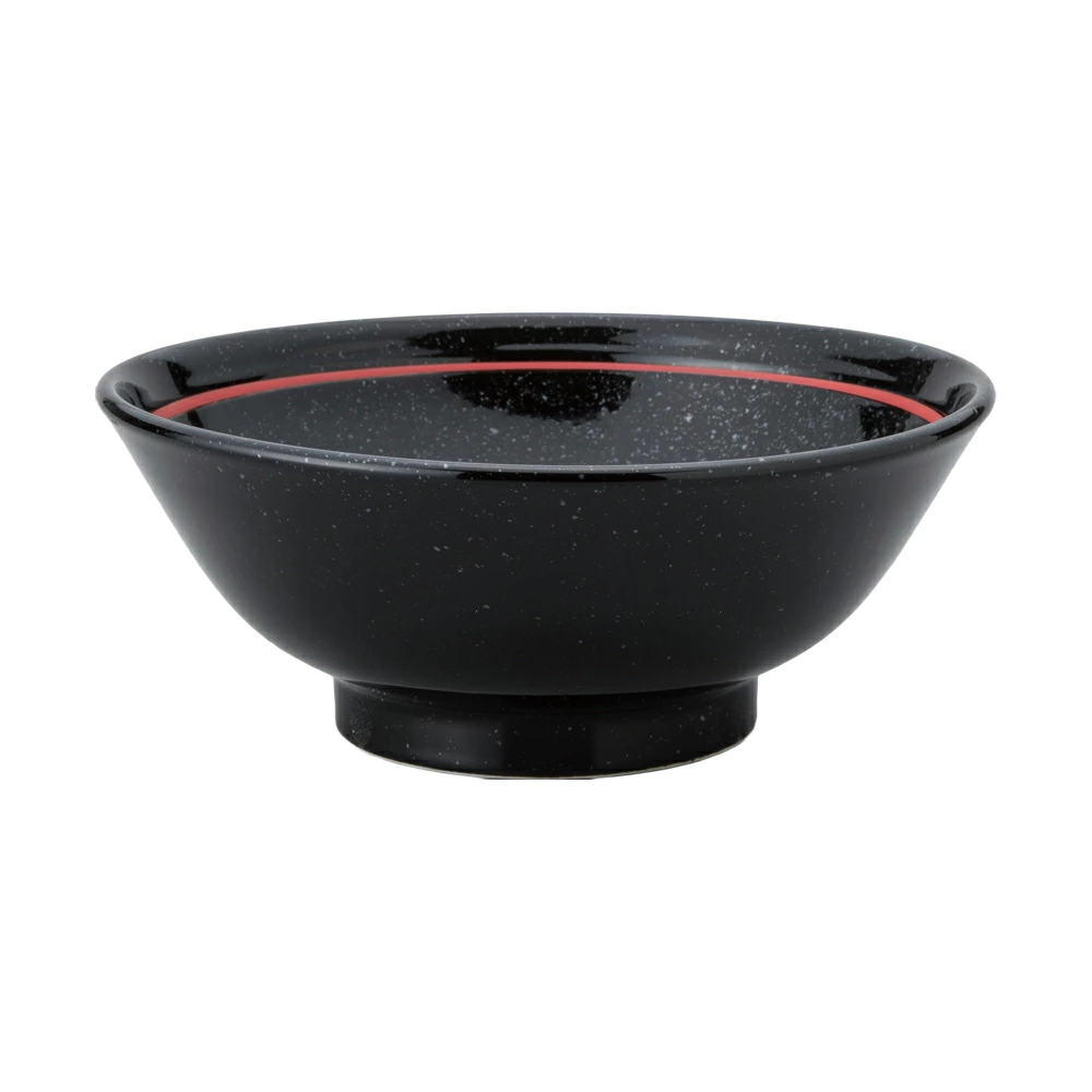 【YAMATSU STANDARD】【 玄よう 反高台丼 下絵赤ライン 黒御影 ブラック 】 22cm 21cm 20cm 丼