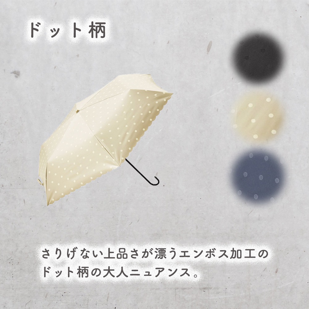 PUドットヒートカットmini 晴雨兼用傘 日傘 カーボン 軽量 折りたたみ傘 遮光 UV UVカット 紫外線 コンパクト 傘 日焼け対策 紫外線カット 梅雨 オシャレ かわいい プレゼント 軽量 シンプル 無地 カラフル ベージュ ネイビー ブラック ドット フリル ニュアンス