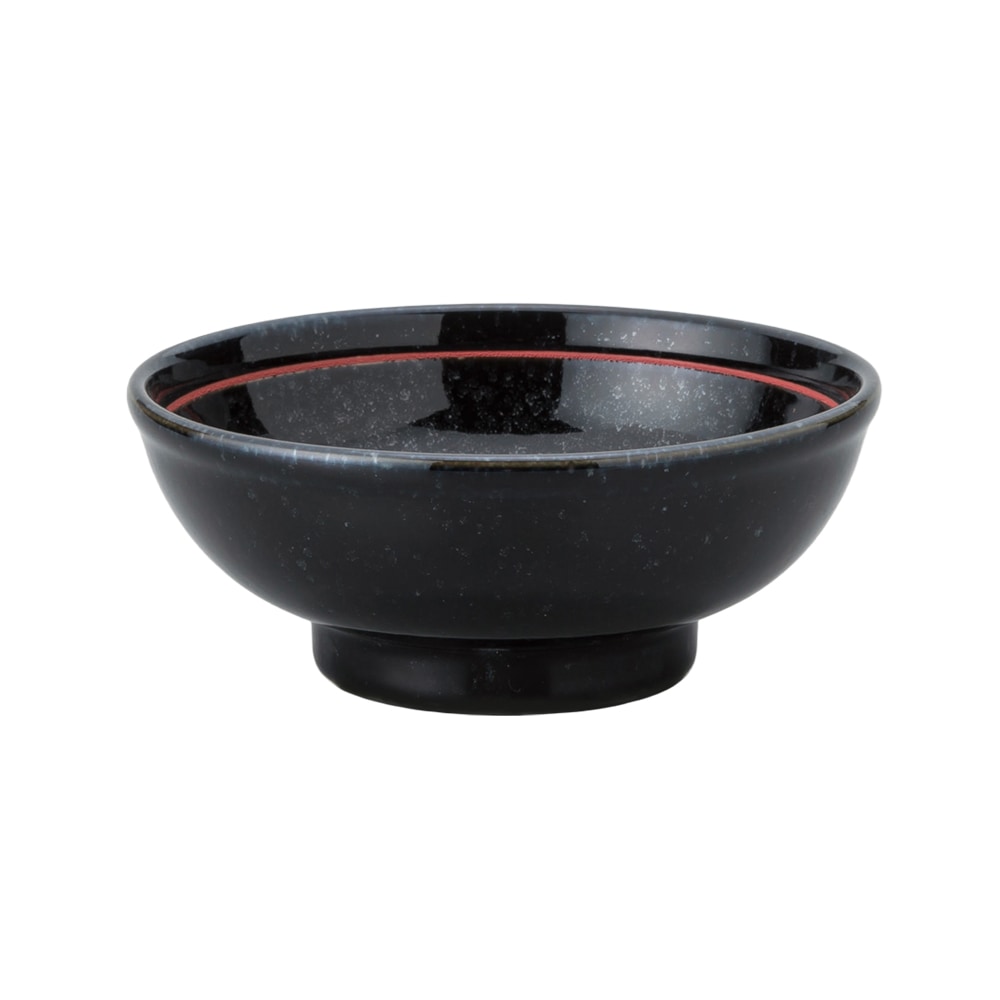 【YAMATSU STANDARD】【 玄よう 玉渕鉢 下絵赤ライン 黒御影 ブラック 】 14cm 13cm 12cm 丼