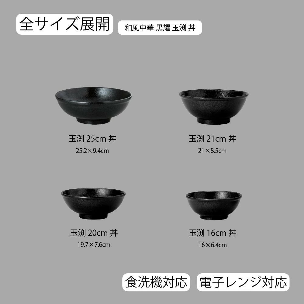 【YAMATSU STANDARD】【 和風中華 玉渕丼 黒耀 】 25cm 21cm 20cm 16cm 丼