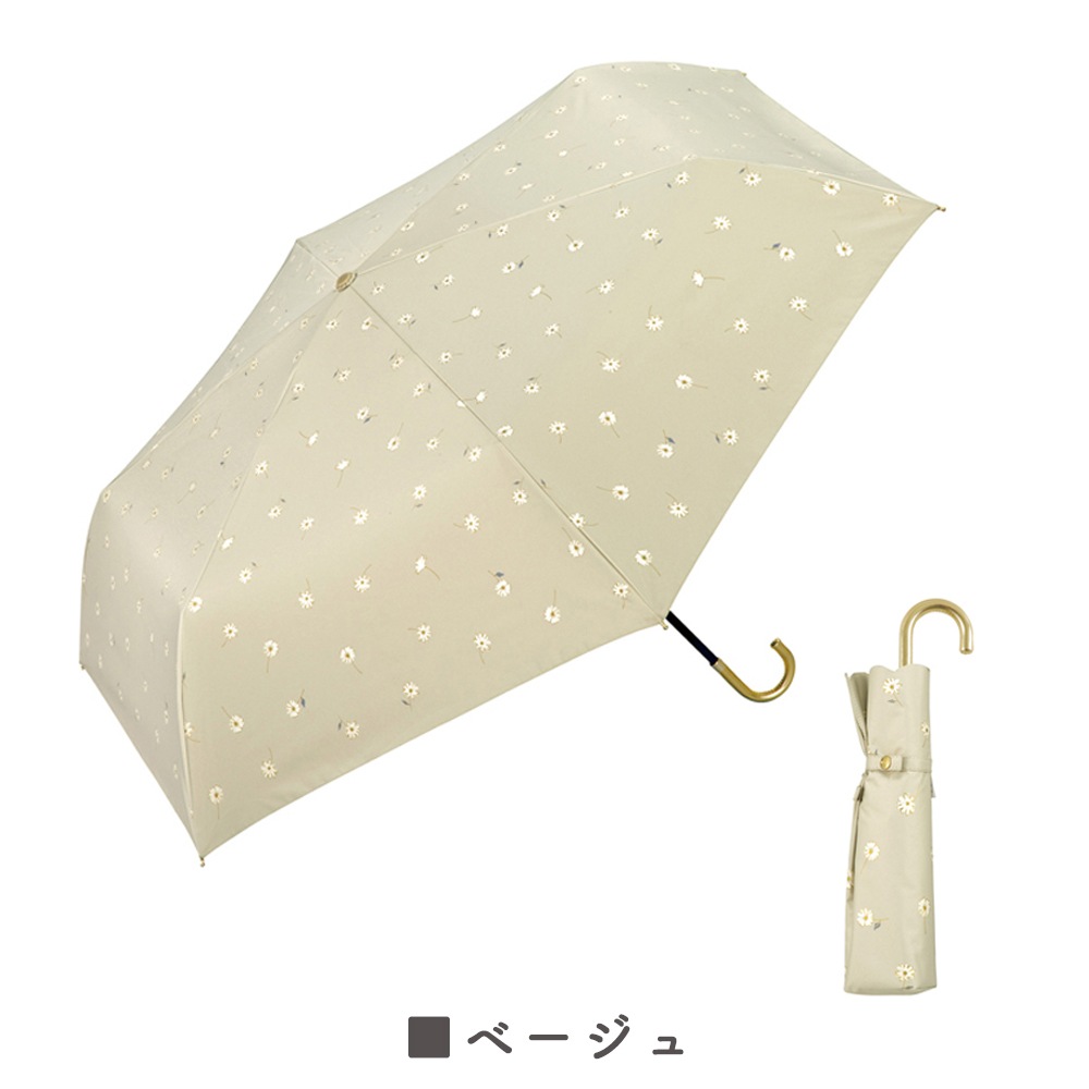 晴雨兼用傘 ゴールドラインマーガレット 折りたたみ傘 遮光 UV UVカット 紫外線 コンパクト 傘 日焼け対策 紫外線カット 梅雨 オシャレ かわいい プレゼント 軽量 シンプル 無地 カラフル ベージュ パープル ブラック 大きめサイズ 花柄