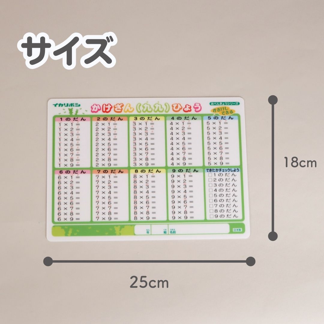 何度でも！書いて消せるお勉強下敷き《書き消し出来る下敷き 九九・時間割》 