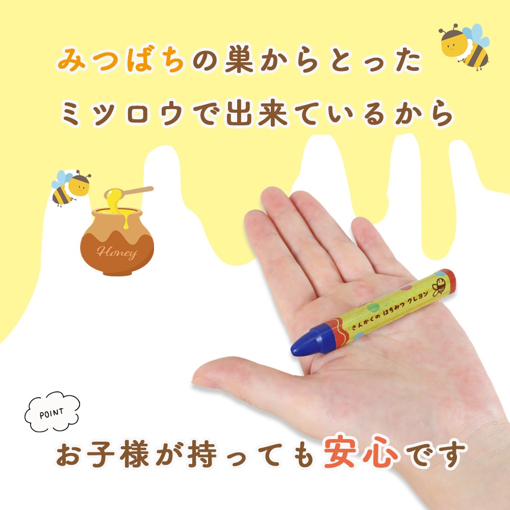 水で落とせる！《さんかくのはちみつクレヨン》幼児 こども キッズ 保育園 幼稚園 安心 安全 くれよん クレヨン おえかき お絵かき プレゼント プチギフト 子供会 子ども会 クリスマス 誕生日 ミツロウ はじめて なめらか 安心 安全 三角 男の子 女の子 太軸