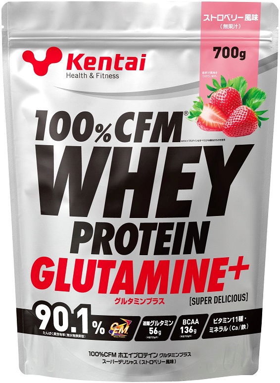 100%CFMホエイプロテイングルタミンプラス ストロベリー風味700g