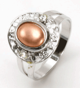 七宝素材／指輪 R－30 8小判【色選択：金古美/ロジ】：銀粘土や七宝