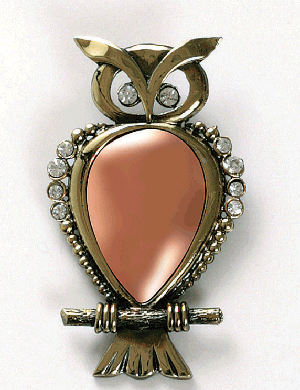 七宝素材／ブローチ B－みみずく 金古美：銀粘土や七宝などのクラフト