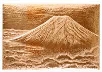 七宝素材／額・額用銅板 電鋳富士山(ハガキ大)149×98mm：銀粘土や七宝