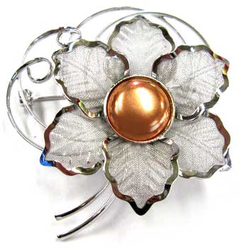 七宝素材／ブローチ B－6枚葉15丸 ロジ：銀粘土や七宝などの