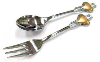 七宝素材／飲食用【ご選択下さい】ハートスプーン/ハートフォーク：銀