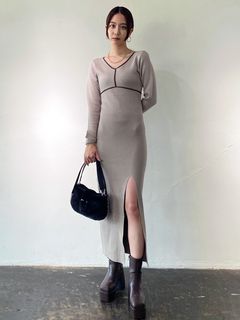 EMODA グラデーションリブスリットワンピース 再入荷|apricot online shop