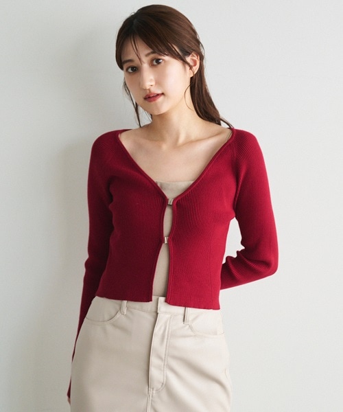 SALE】COCO DEAL ショート丈フロントパーツリブニット