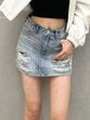 GYDA ハイウエストGD embossダメージスカートライクデニムショートパンツ　0725225077