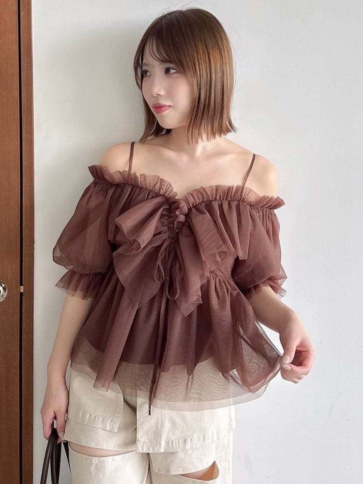 【dazzlin】スクエアフリルペプラムブラウス SALE】 dazzlin スクエアフリルペプラムブラウス 0225304015