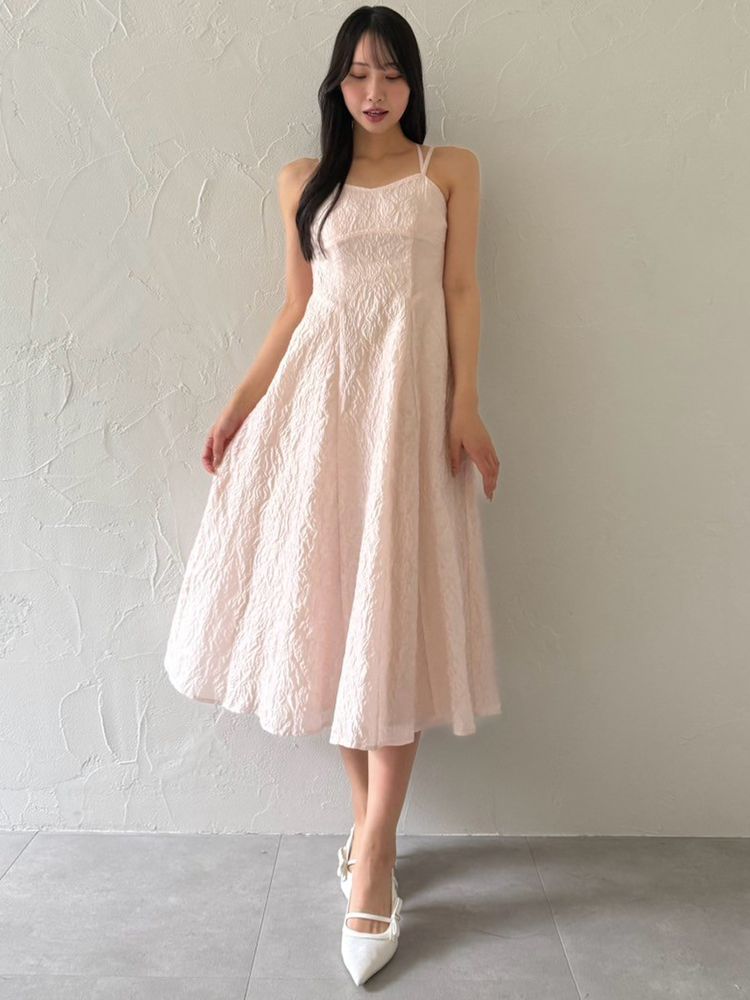 【新品】Max&Co. ピンクワンピース　ジャガード　結婚式　パーティー ドレス、スカート、トップス：パーティールック | MAX&Co