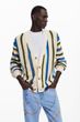 desigual メンズ　ストライプ柄のニットカーディガン　25WMJF01|desigual(デシグアル)