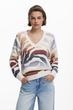 desigual レディース　Vネックのゼブラ柄セーター　25WWJF21
