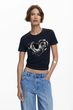 desigual レディース　新聞ハートTシャツ　25WWTK04|desigual(デシグアル)