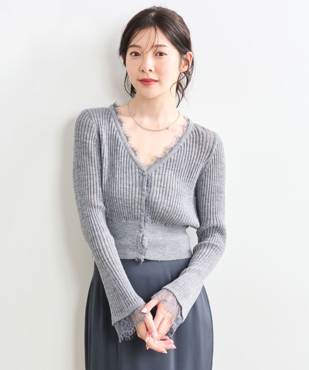 COCODEAL シアーリブレースカーディガン 75633264|apricot