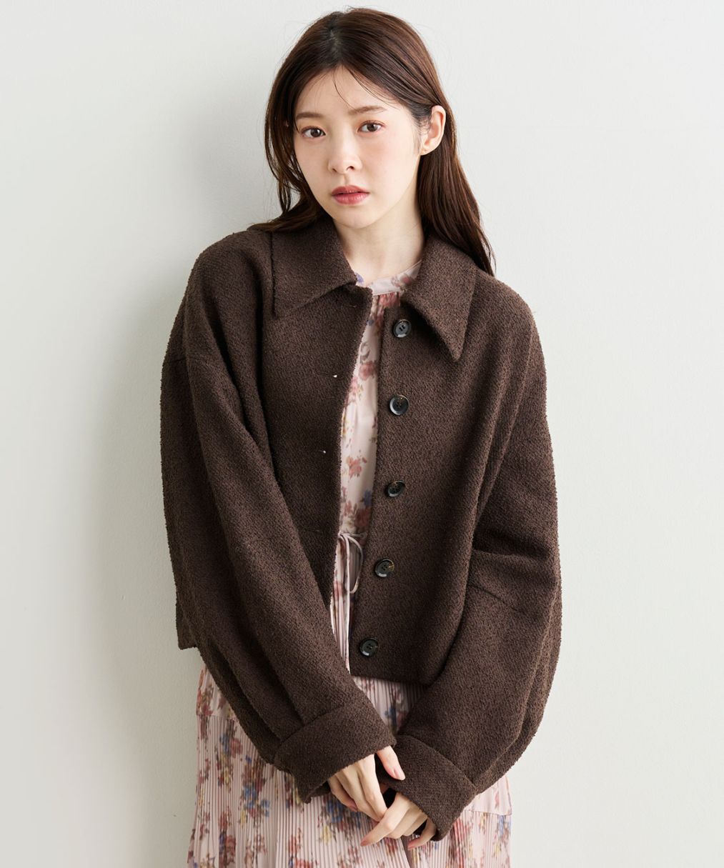 COCODEAL ブークレステンカラーショートコート 75619249|apricot